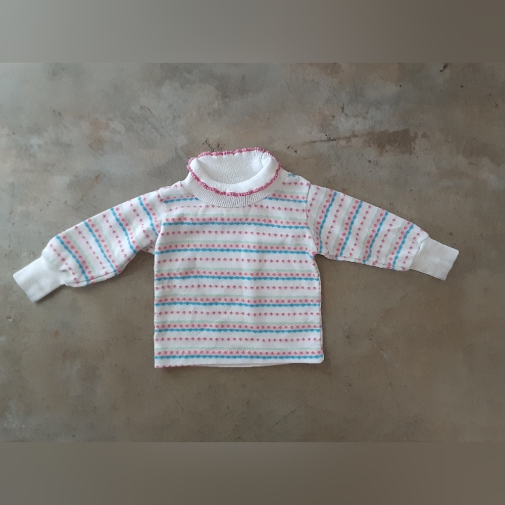 2 For $15 Vintage 80s Baby Girlls Turtleneck 9 to 12 Months Health Tex